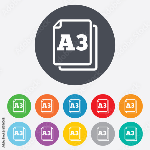 Paper size A3 standard icon. Document symbol.