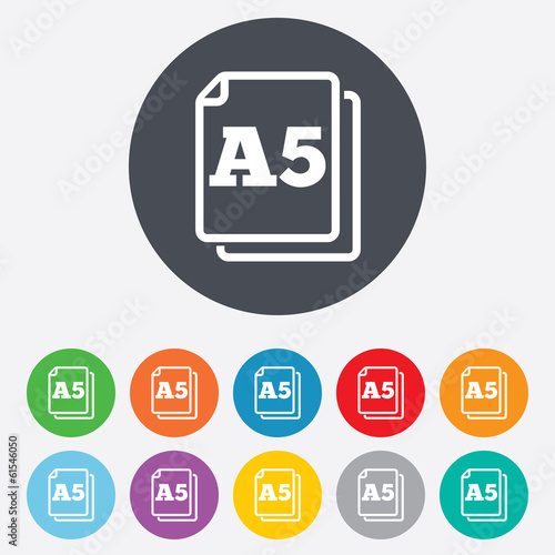 Paper size A5 standard icon. Document symbol.