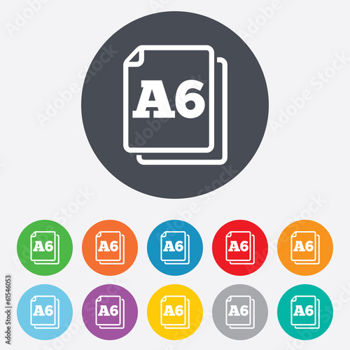 Paper size A6 standard icon. Document symbol.
