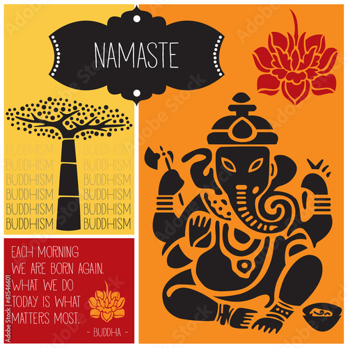 ganesha namaste buddhism vector illustration