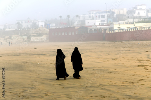 Two Arabic women are in a yashmak  in Casablanca, Morocco