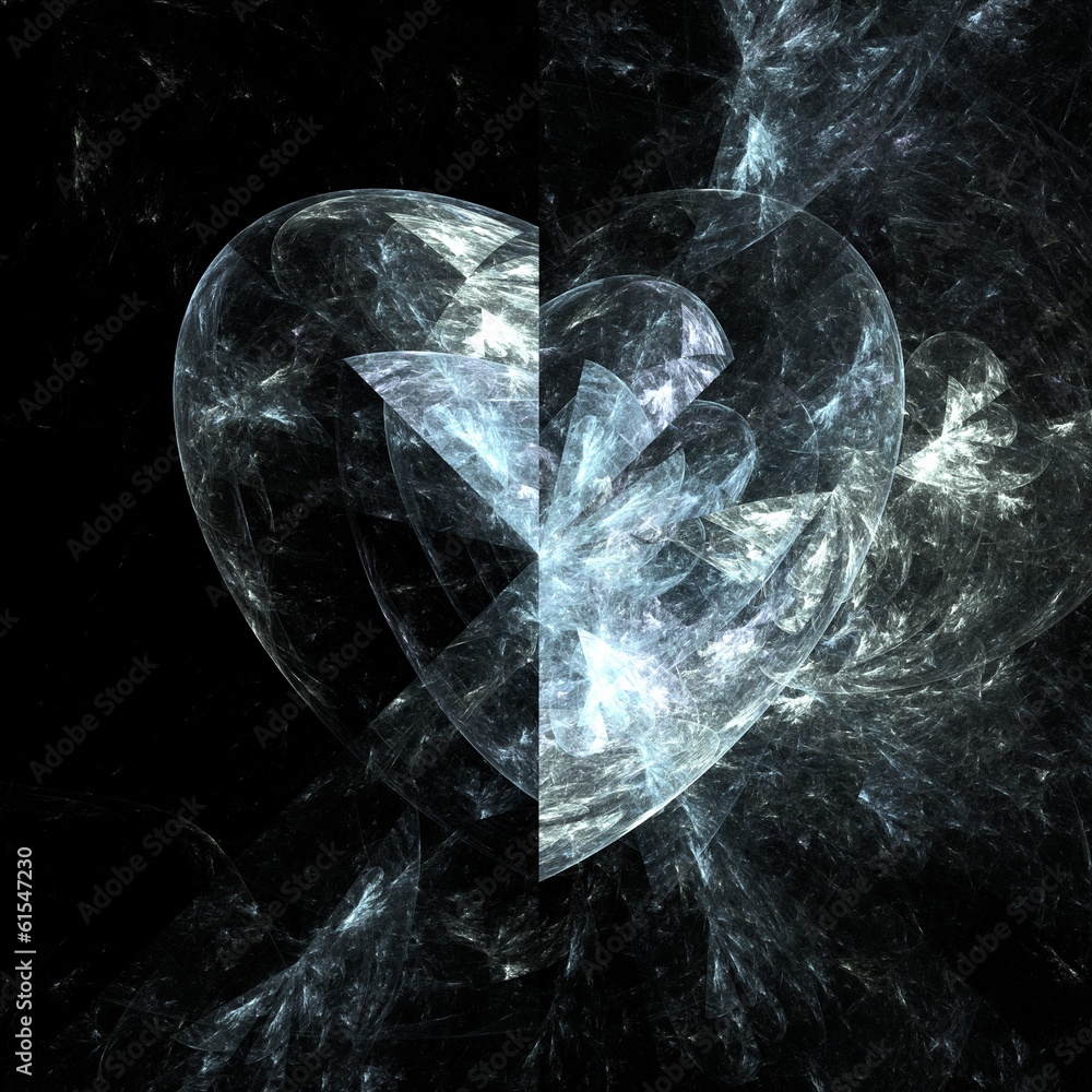 Naklejka premium Abstract valentine, fractal heart of glass