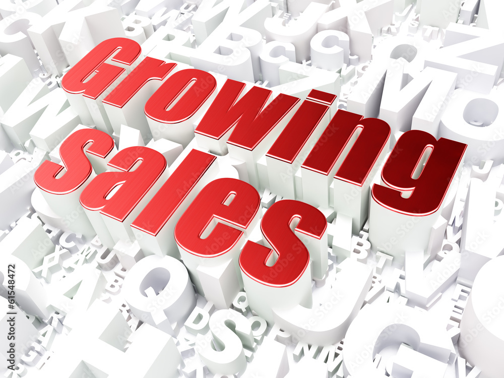 Finance concept: Growing Sales on alphabet background Finance concept: Growing Sales on alphabet background