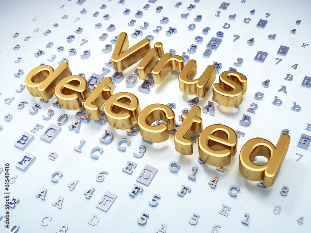 Security concept: Golden Virus Detected on digital background Security concept: Golden Virus Detected on digital background