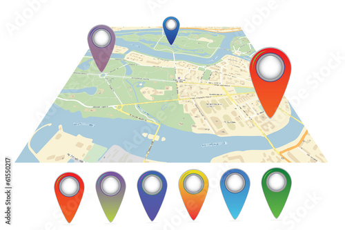 Vector map icon with Pin Pointer