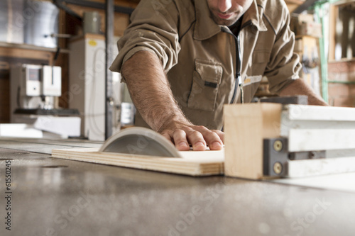 young worker in joinery photo