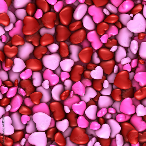 Several stacked hearts of all colors background