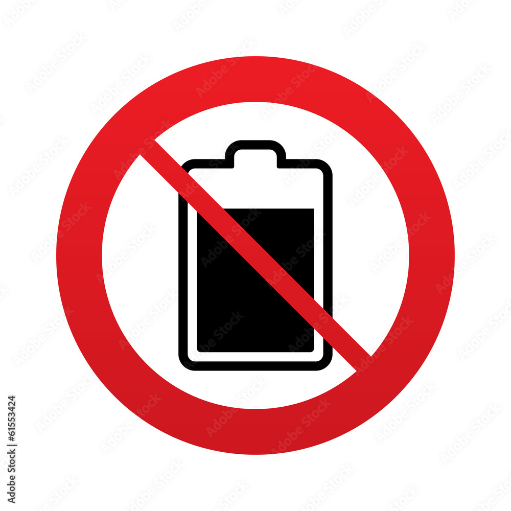 Fototapeta premium No Battery level sign icon. Electricity symbol.