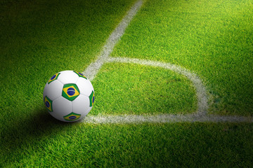 Papier peint photo Football Ballon au coin du terrain  © IgorZh