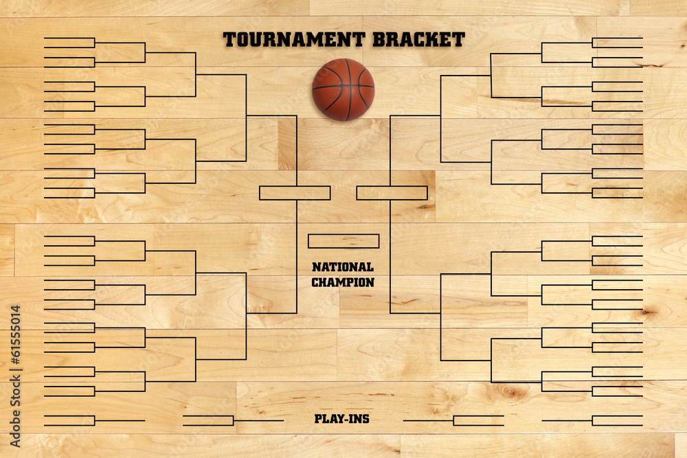 Fototapeta premium Basketball tournament bracket on wood gym floor