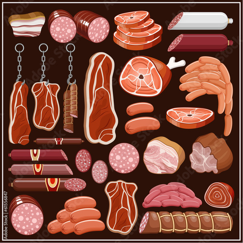Set of meat products.