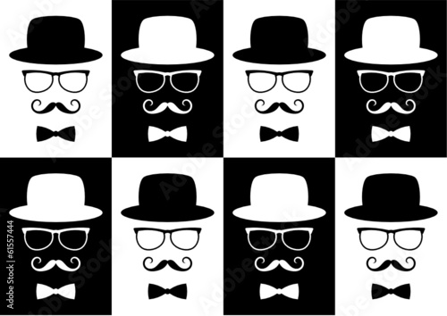 gentleman with glasses seamless pattern