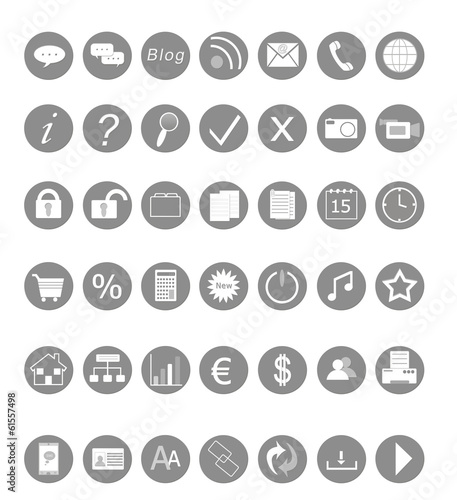 Set of icons for Web in gray color
