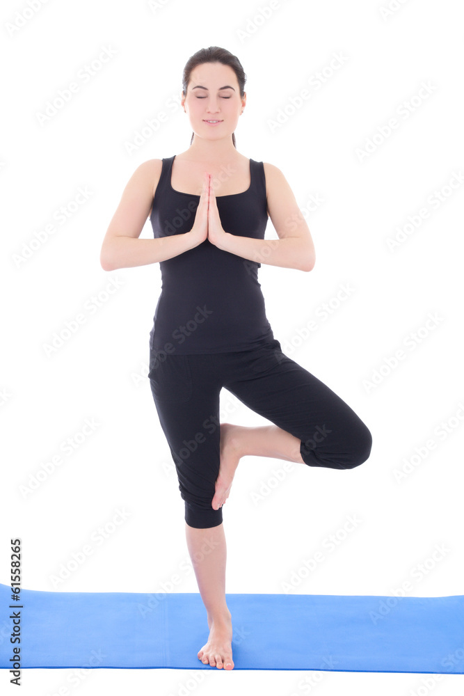 Woman doing yoga isolated on white Woman doing yoga isolated on white