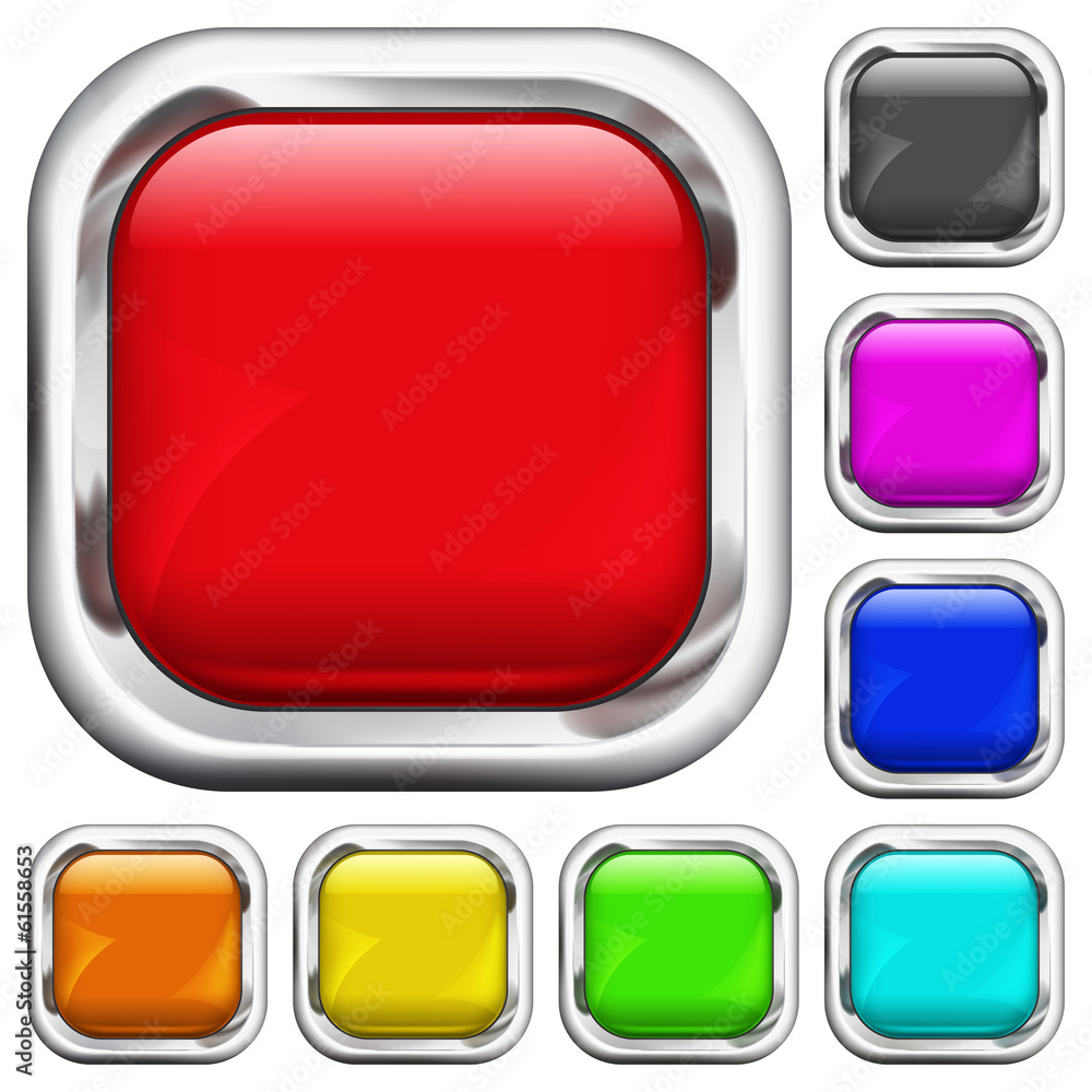 Set of square multicolored buttons Set of square multicolored buttons