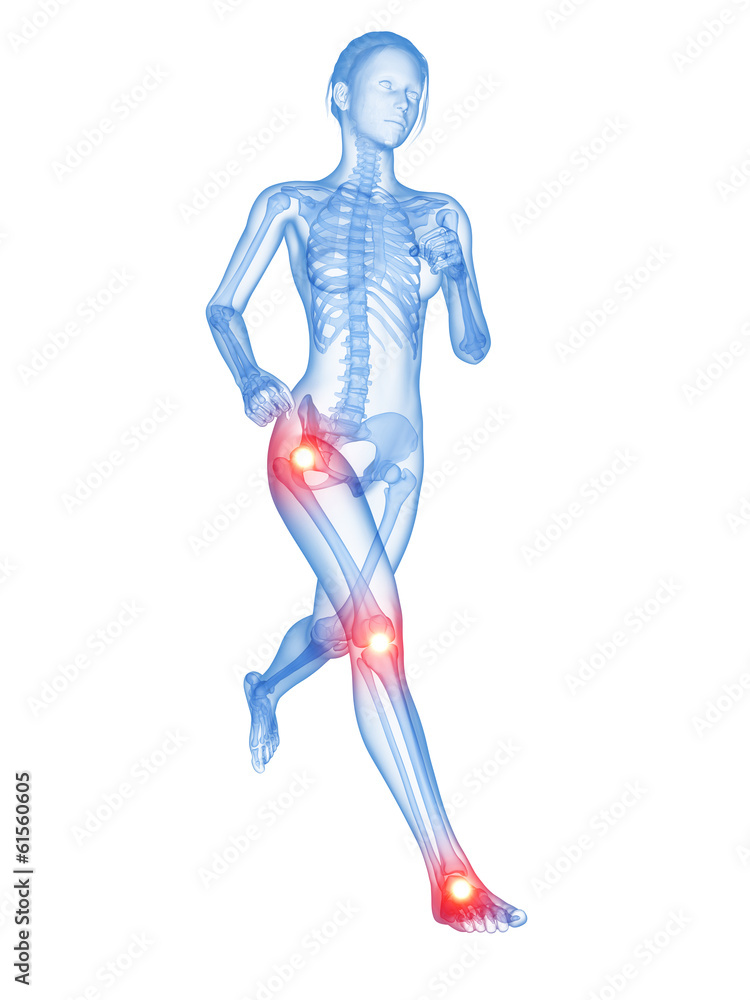 medical 3d illustration - jogger having pain in the joints medical 3d illustration - jogger having pain in the joints