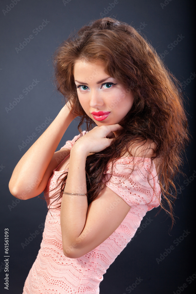 Fototapeta premium Beauty Portrait. Curly Hair. Beautiful woman