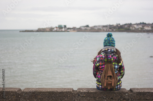 Young girl looking to background