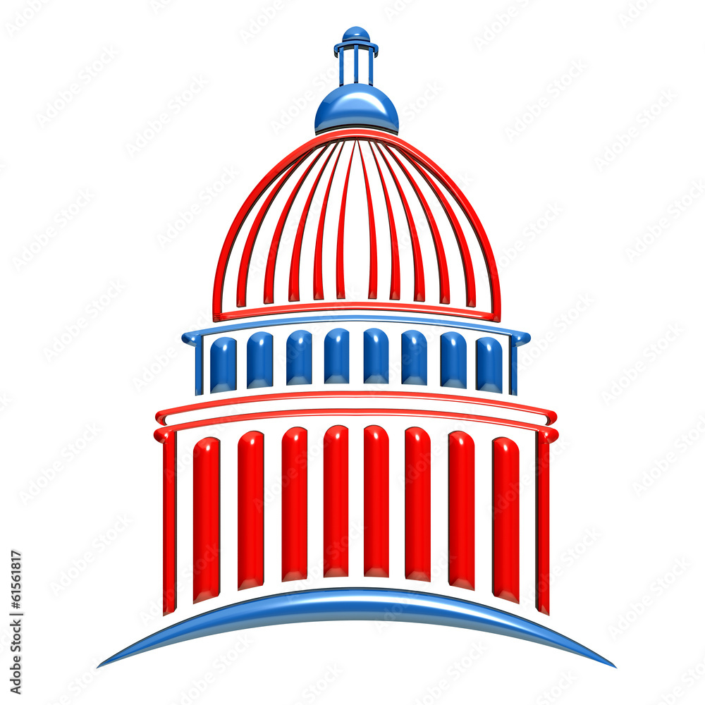 Capitol building icon red and blue