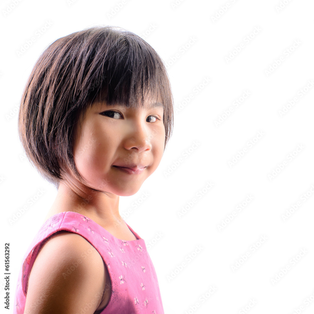 Cute Asian girl look at camera, isolated on white. Cute Asian girl look at camera, isolated on white.