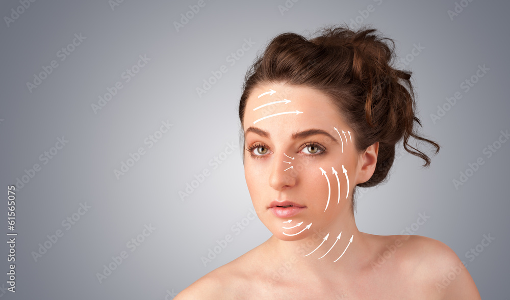 Beautiful girl with facial arrows on her skin Beautiful girl with facial arrows on her skin