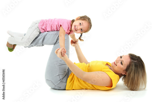 Beautiful mom with little d...
