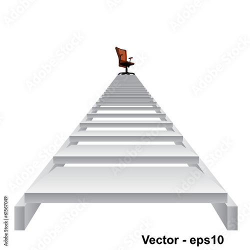 Vector white stair with a chair