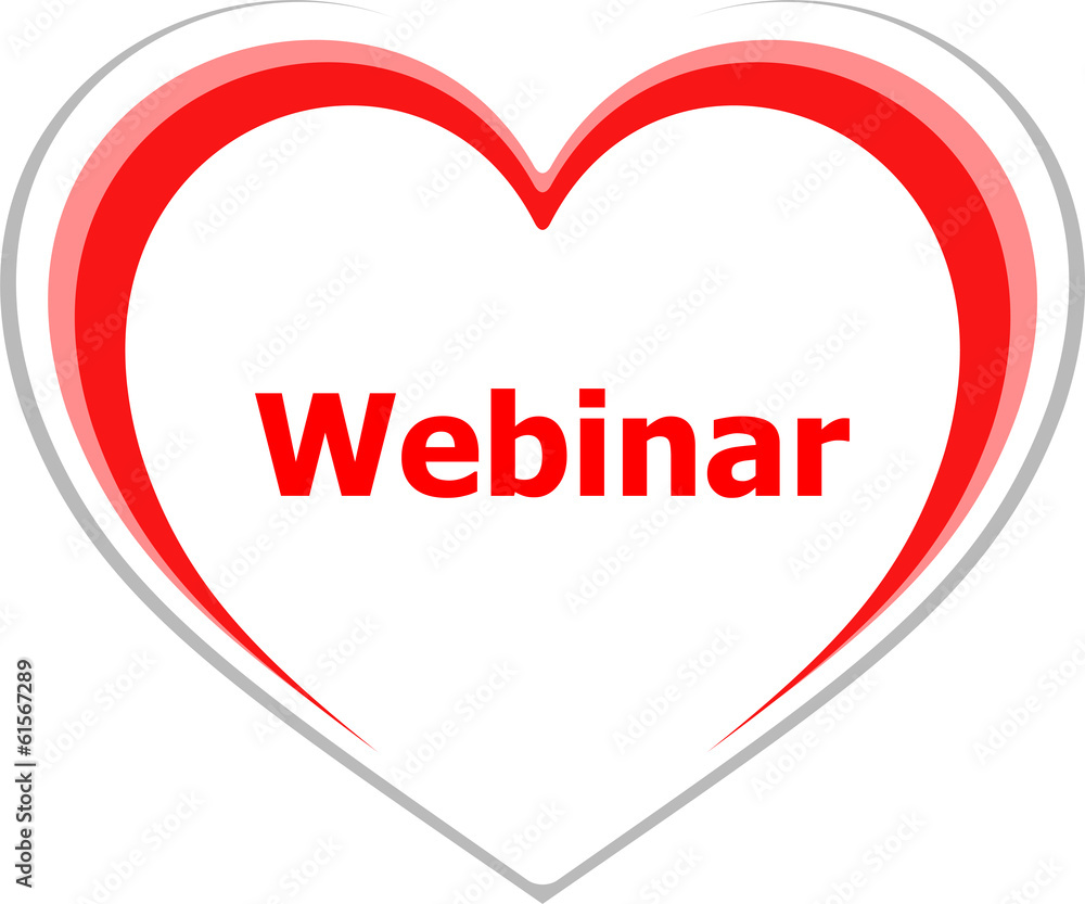 marketing concept, webinar word on love heart marketing concept, webinar word on love heart