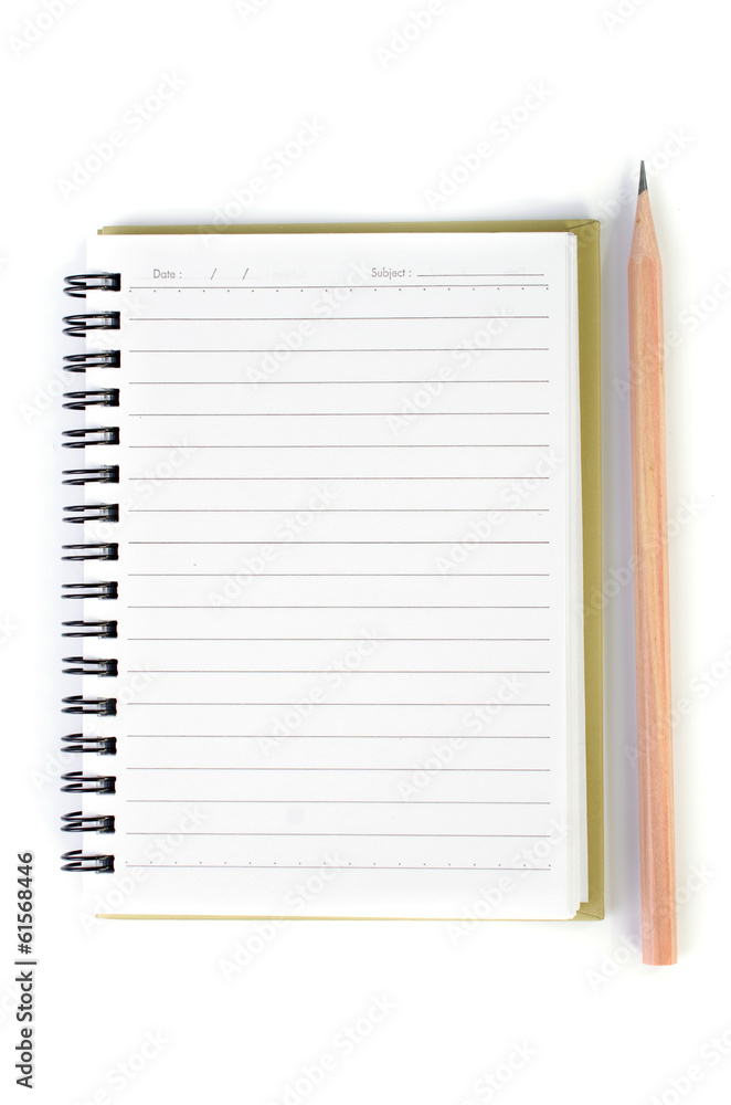 Notepad and pencil Notepad and pencil