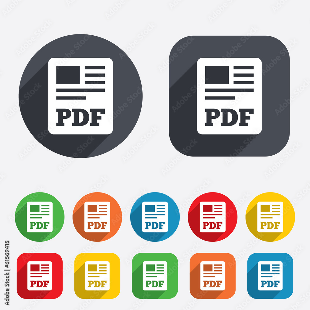 PDF file document icon. Download pdf button. PDF file document icon. Download pdf button.