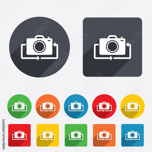 Front photo camera sign icon. Change symbol.