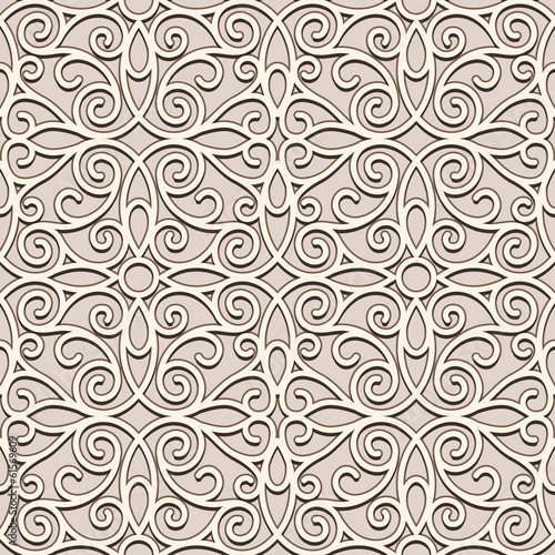 Ornamental beige background, seamless pattern
