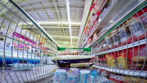 trolley in a supermarket timelapse
