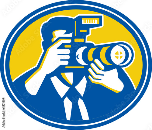 Photographer Shooting DSLR Camera Retro