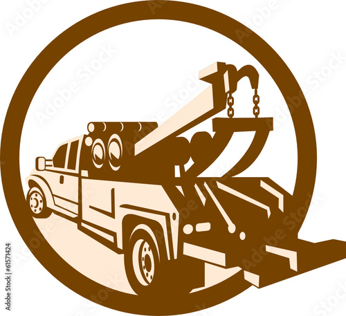 Tow Truck Wrecker Rear Retro