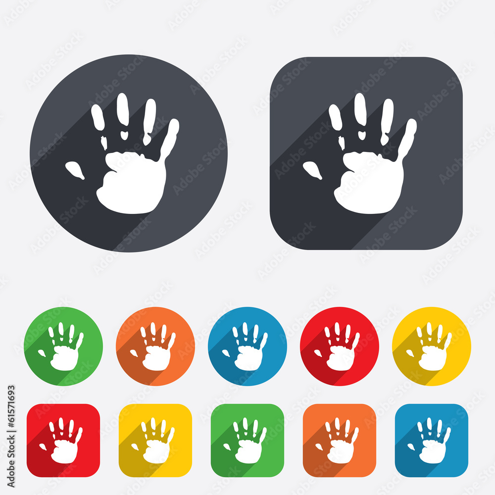 Obraz premium Hand print sign icon. Stop symbol.