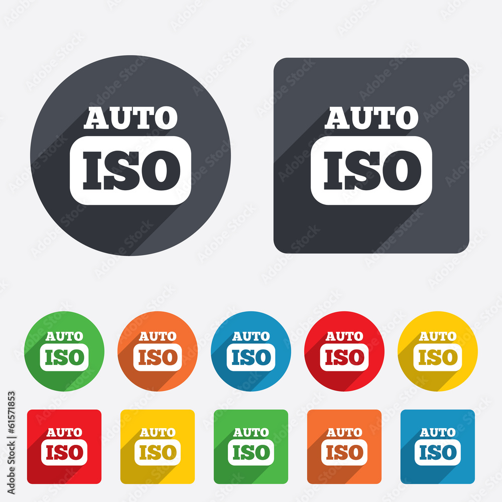ISO Auto photo camera sign icon. Settings symbol ISO Auto photo camera sign icon. Settings symbol