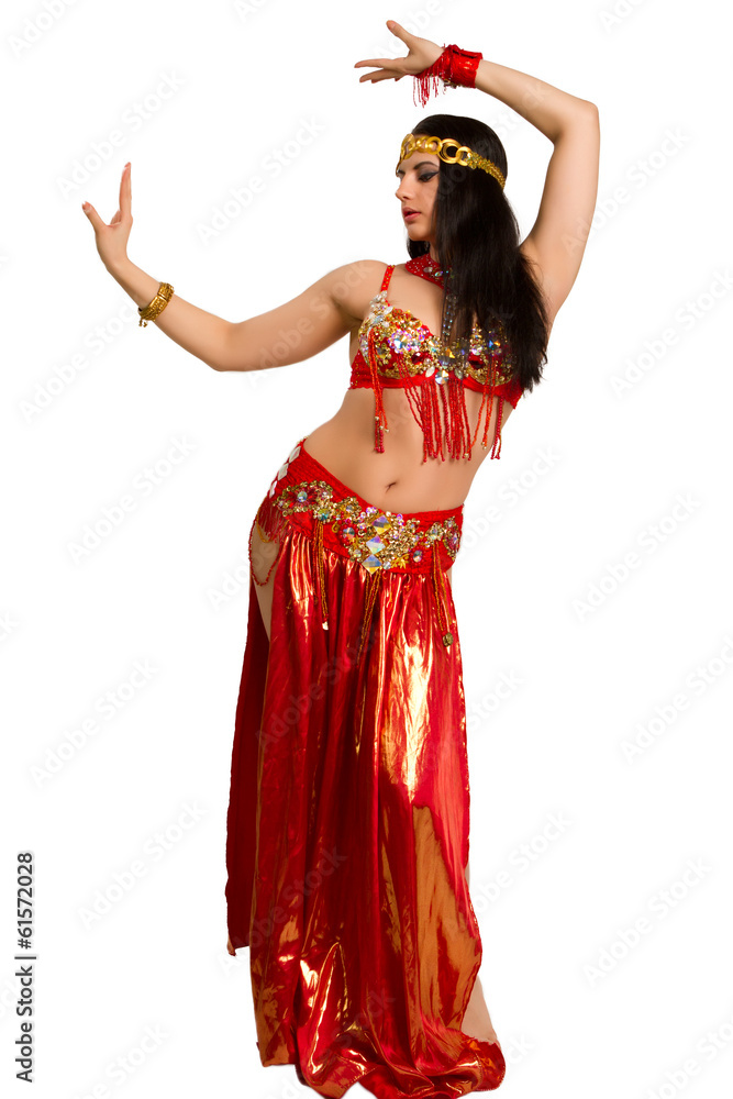 girl in a red suit oriental dance
