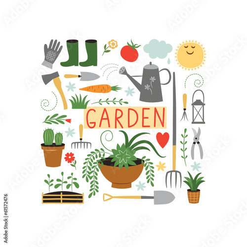 garden objects, design elements