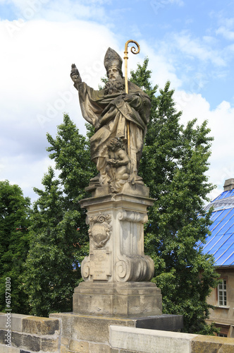 Statue of St. Augustine. Charles Bridge in Prague.