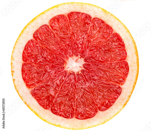 full grapefruit slice on white