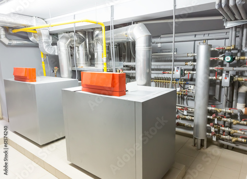 Boiler-house indoor shot. Heating system