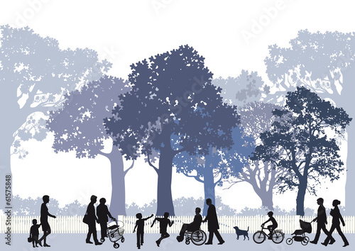 Stadtpark mit Personen und Kinder