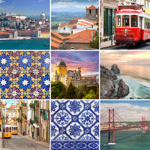 Portugese travel collage - The most famous places in  Portugal, photo