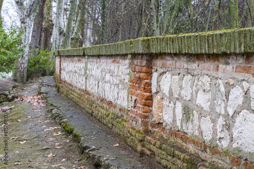 wall in the tajo river. Aranjuez, Madrid, Spain.World Heritage S