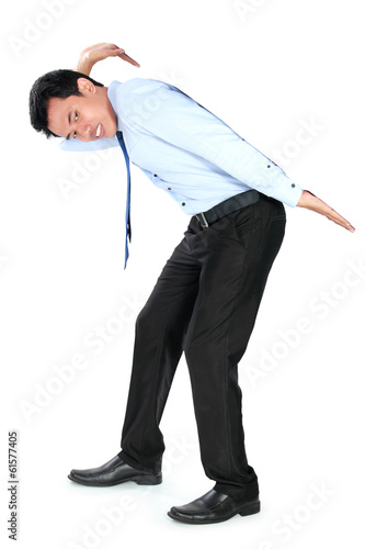 Full length of businessman posing for conceptual photo