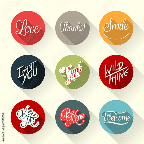 Set of retro cards and vector labels with logos