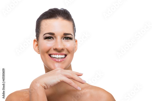 Obraz na plátně schöne junge frau mit reiner haut portrait isoliert