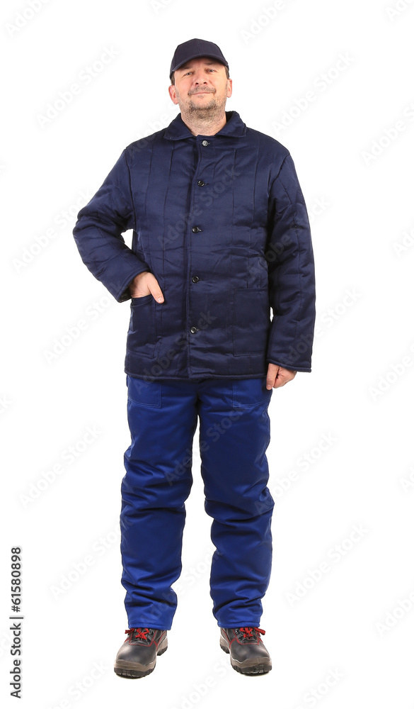 Worker in winter workwear. Worker in winter workwear.