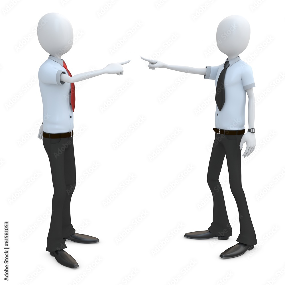 3d man businessman accusing and pointing finger 3d man businessman accusing and pointing finger